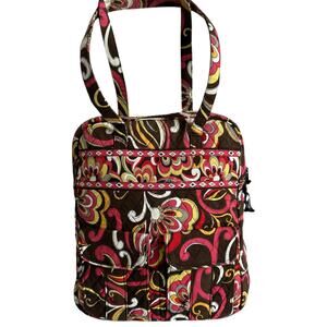 Vera Bradley Puccini Tall Zip Tote Double Shoulder Strap Floral Cotton Bag